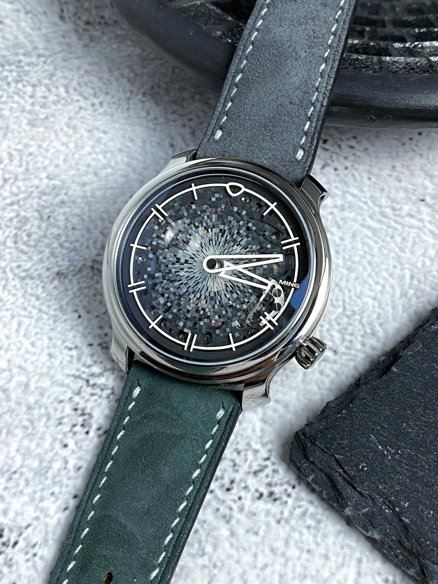 Dark Grey/Bottle Green Suede for Ming Mosaic 20.11