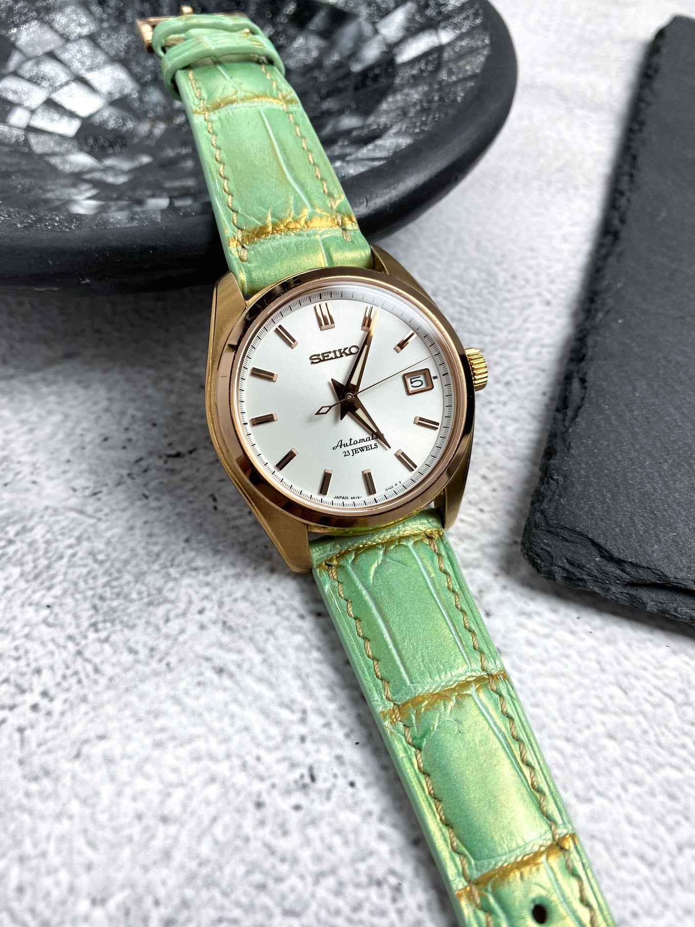 Jade Gold Alligator for Seiko