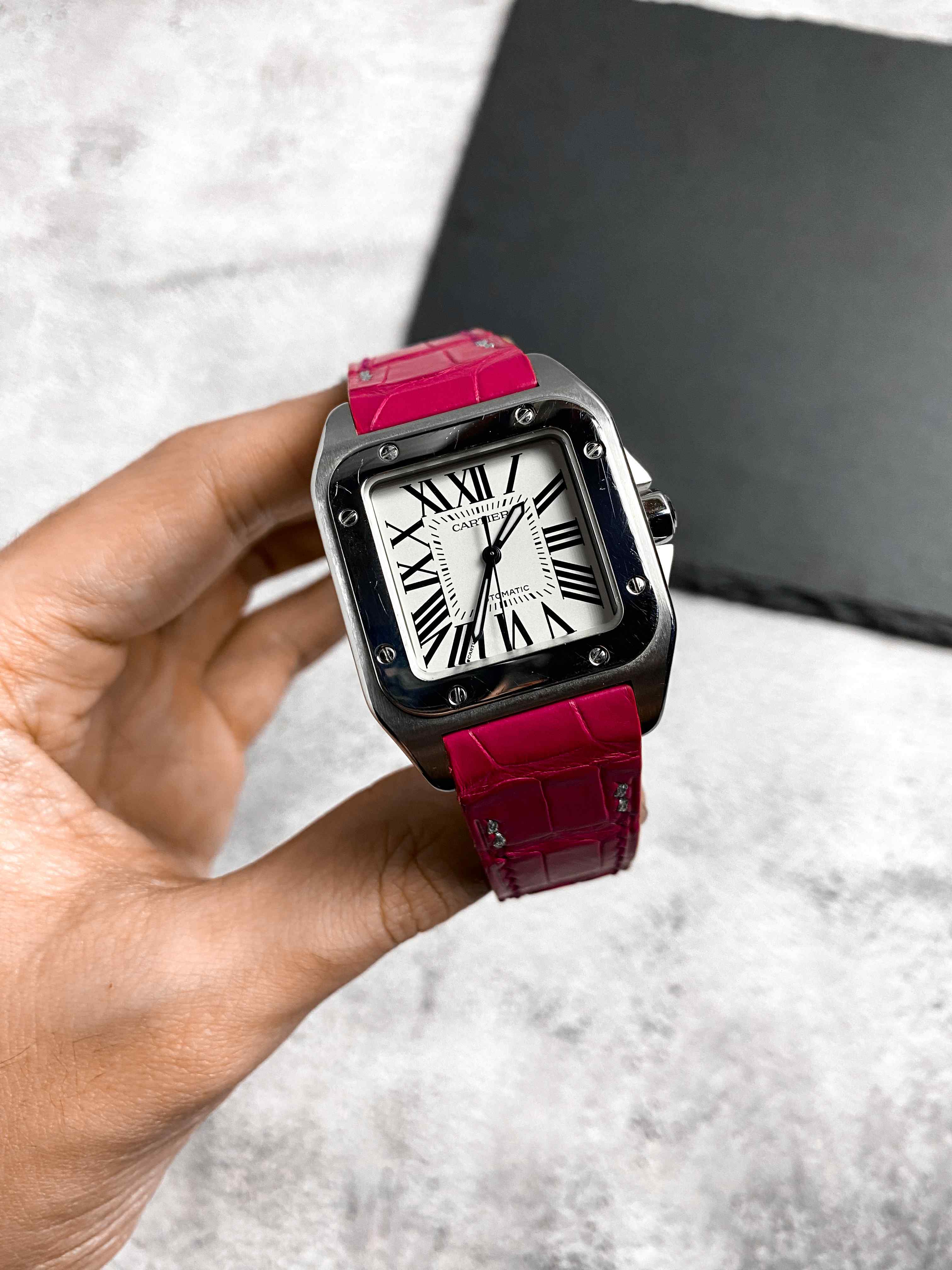 Cartier watch store red strap