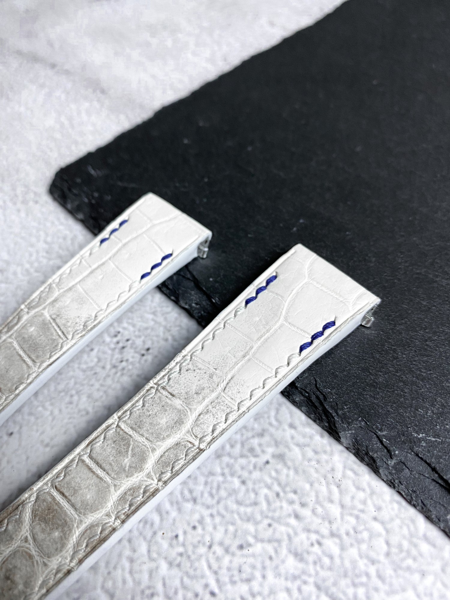 Handmade White Himalaya Crocodile Watch Strap for Cartier de Santos with Quick Release