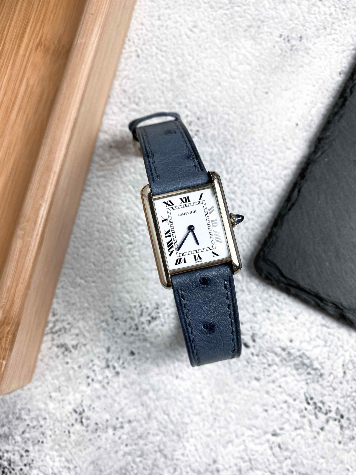 Grey-Blue Ostrich (Body) for Cartier Tank S