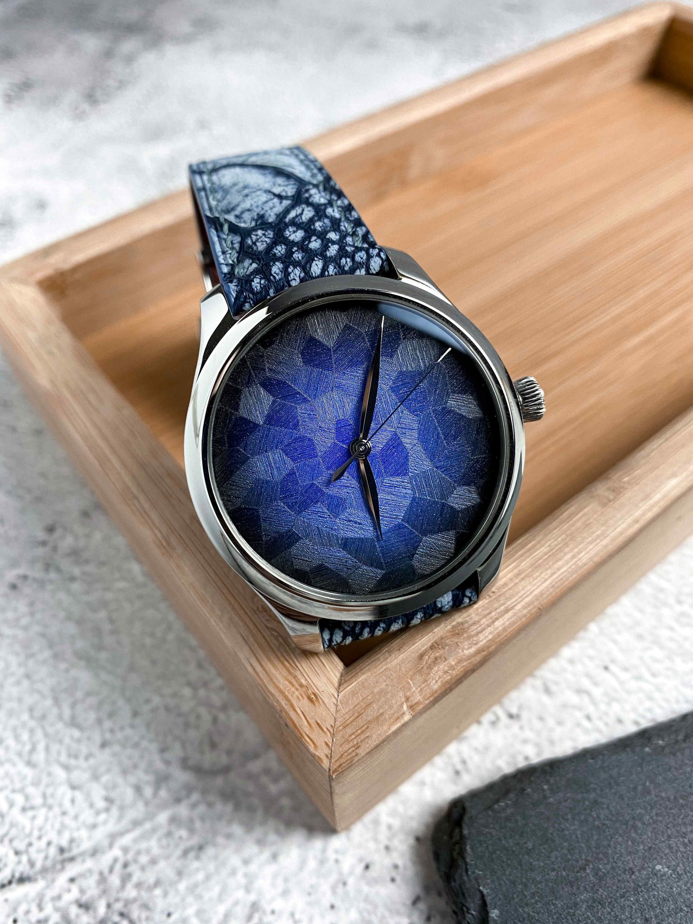 Nubuck Denim Ostrich for H. Moser & Cie