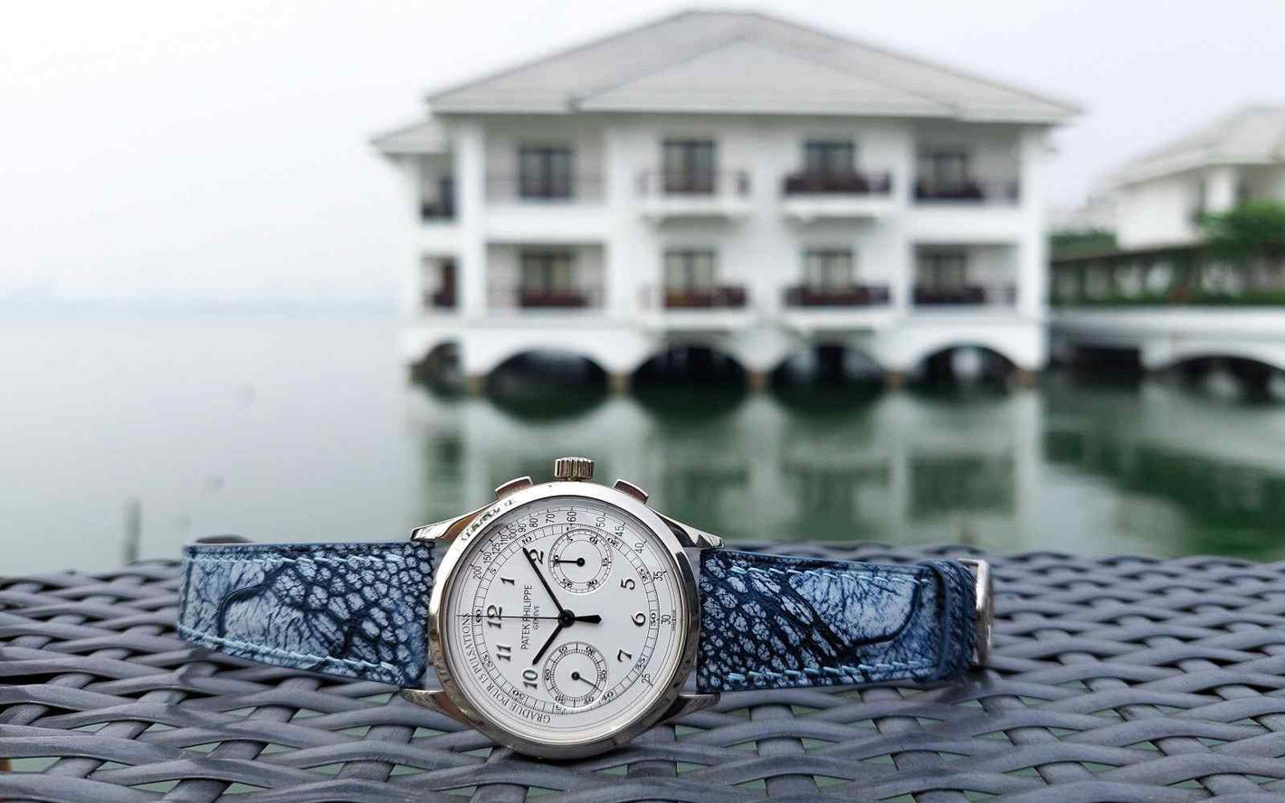 Nubuck Denim Ostrich for Patek Philippe Deployant Clasp